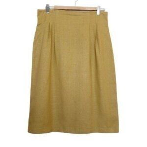 Vintage EMBLEM | 100% Silk Pencil Midi Skirt Grass Green Sz M Flawed